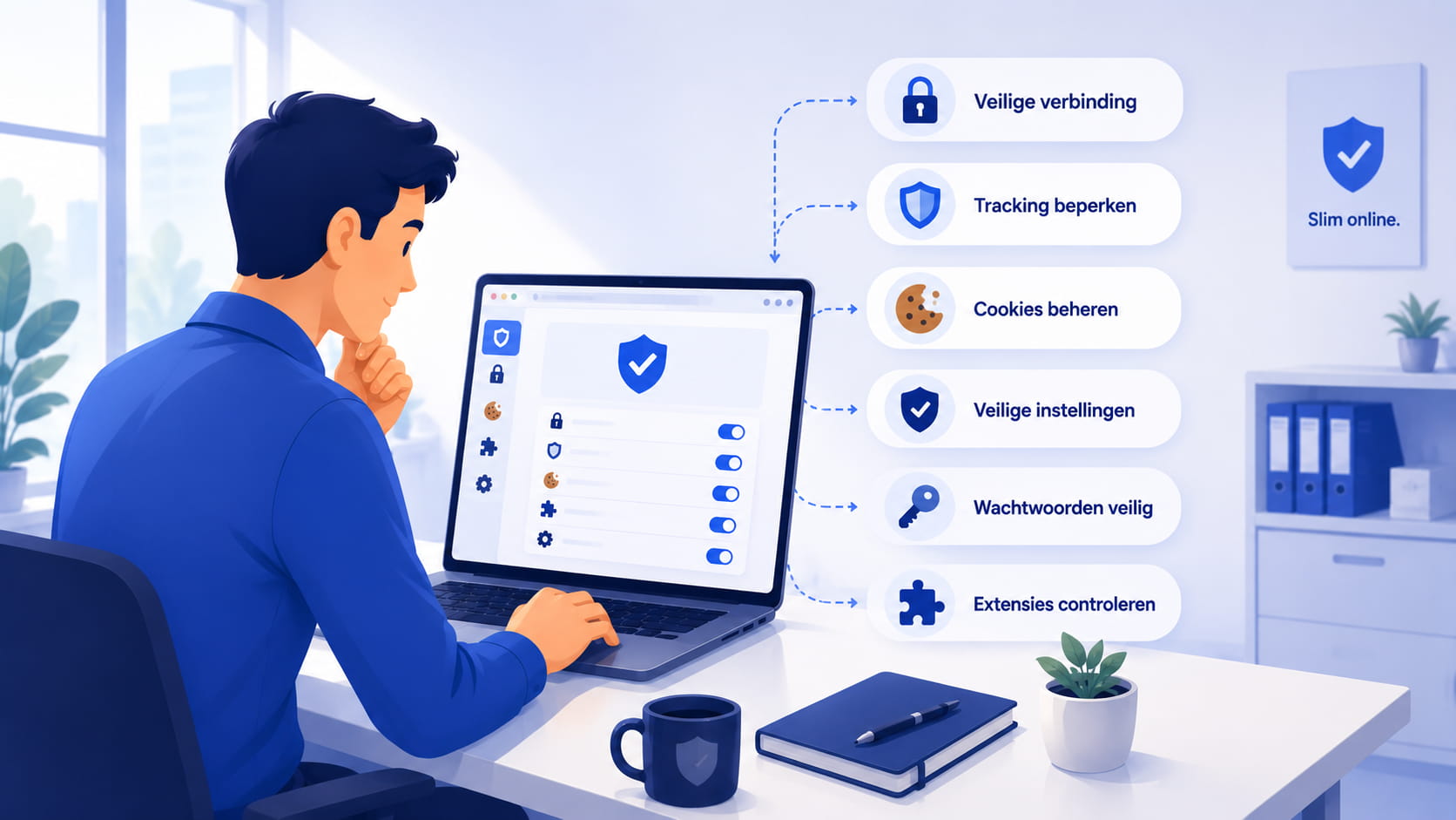 Browservenster met beveiligingsinstellingen en sloticoon