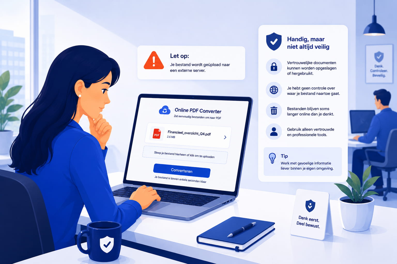 Medewerker uploadt een bestand naar een online converter