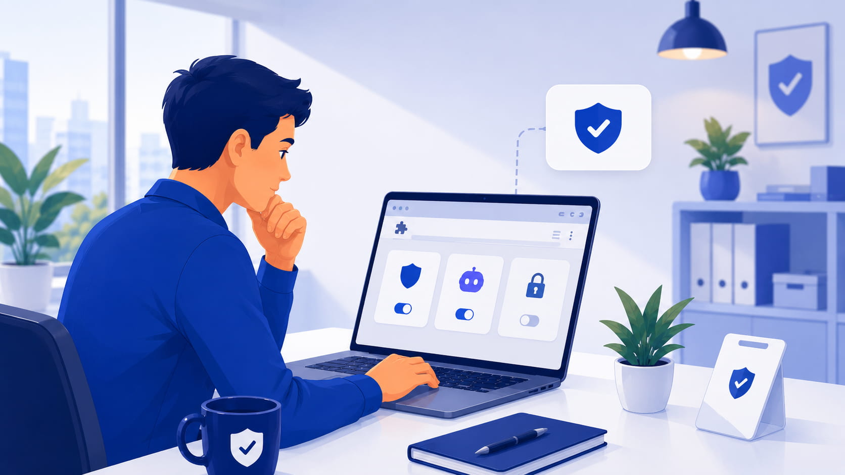 Browser met een AI-plugin en toestemmingsvenster