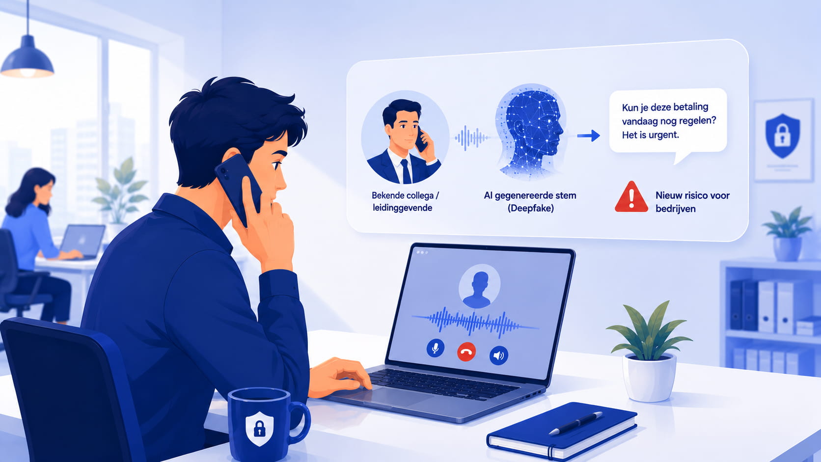 Medewerker ontvangt een verdacht telefoontje op kantoor